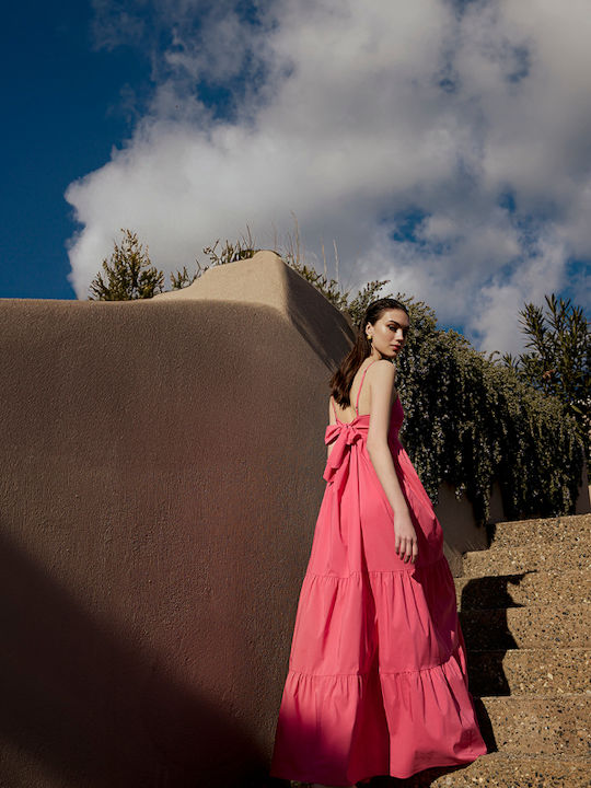 Sarah Lawrence Maxi Dress with Ruffle Fuchsia