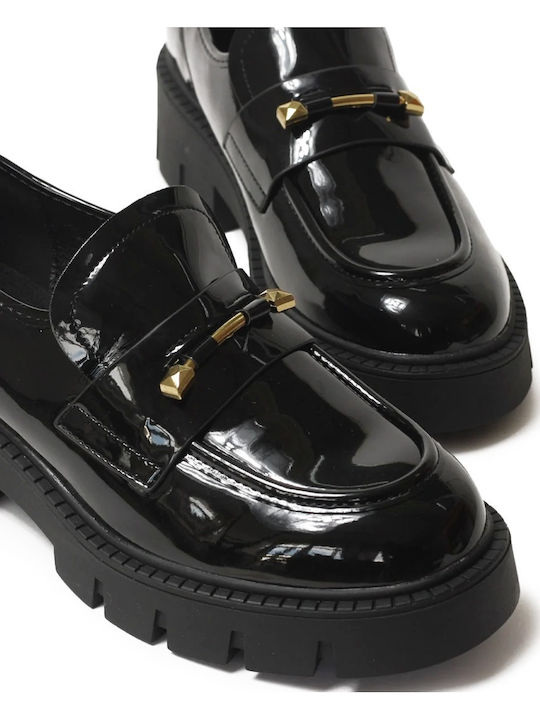 Patent Leather Women's Loafers in Black Color