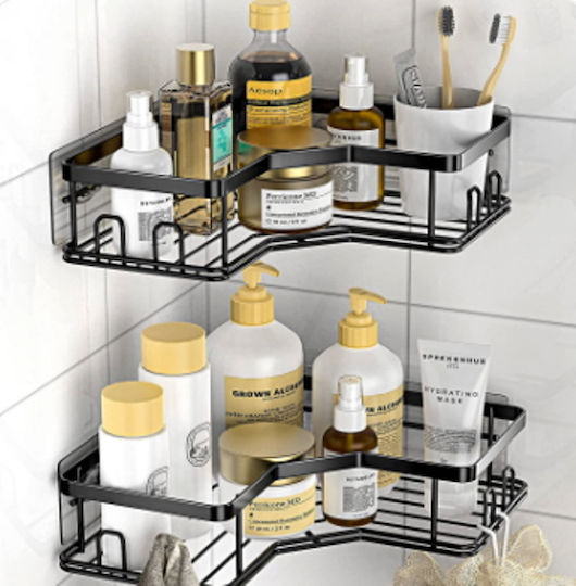 Corner Wall Mounted Bathroom Shelf Metallic Black