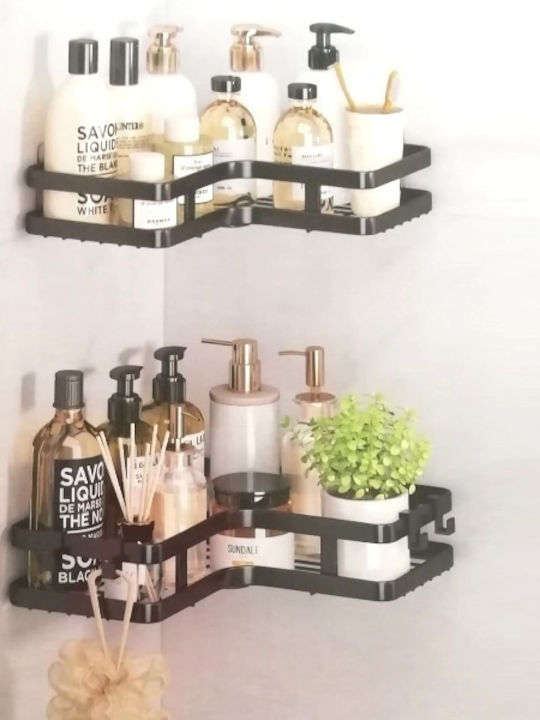 Corner Wall Mounted Bathroom Shelf Metallic Black