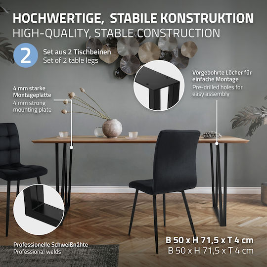 ML-Design Metallic Furniture Leg Suitable for Table / Coffee Table / Office 50x71.5cm Black
