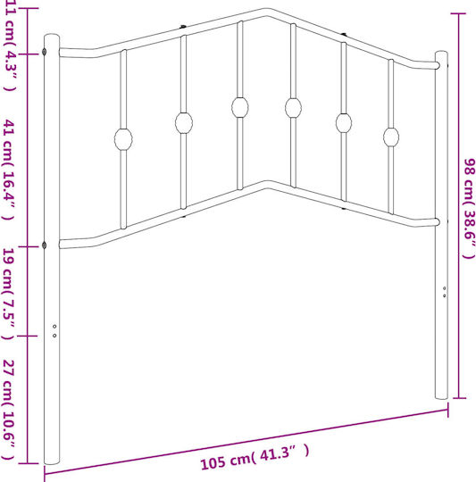 vidaXL Metallic White Bed Headboard 105x98cm