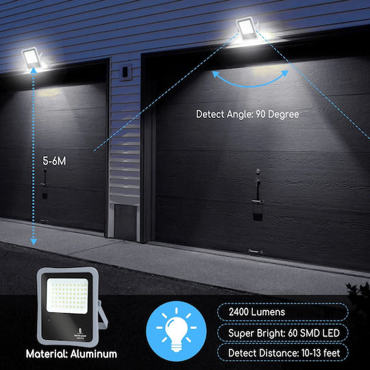 Aigostar Στεγανός Ηλιακός Προβολέας LED 300W Ψυχρό Λευκό 6500K με Τηλεχειριστήριο IP65