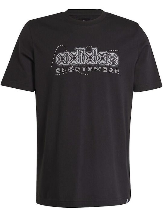 Adidas Bluza Bărbătească cu Mânecă Scurtă Black