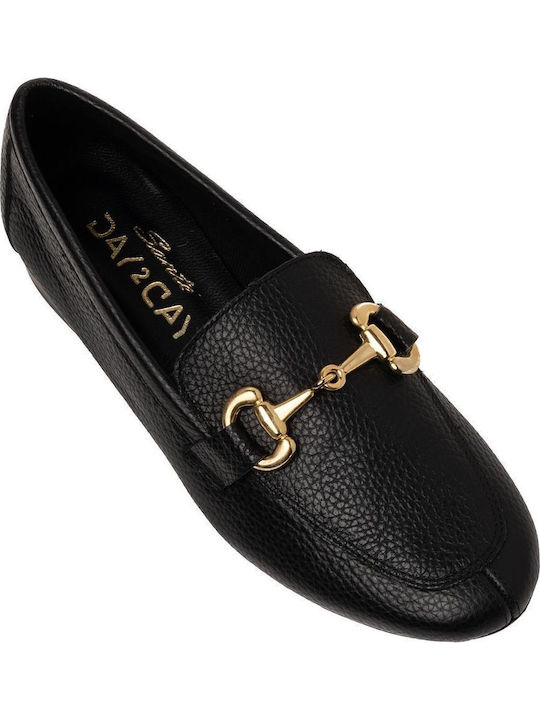 Leather Women's Moccasins in Black Color