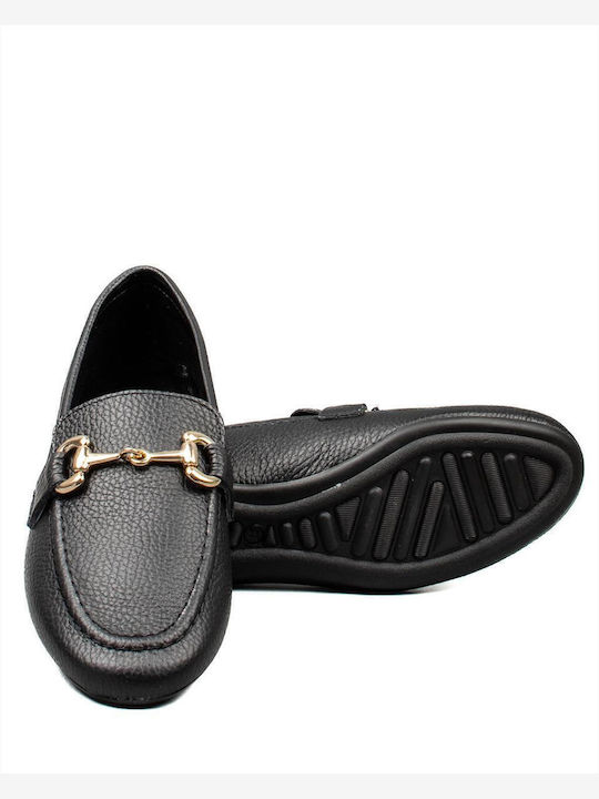 Leather Women's Moccasins in Black Color