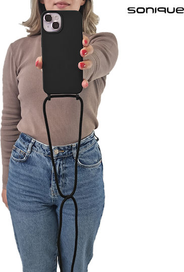 Sonique Back Cover Silicone 0.5mm with Strap Black (Redmi Note 12S)