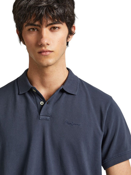 Polo Herrenbluse Kurzarm Blaue