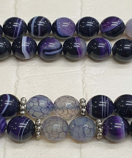 Roloi Komboloi Agate Worry Beads Purple 28cm