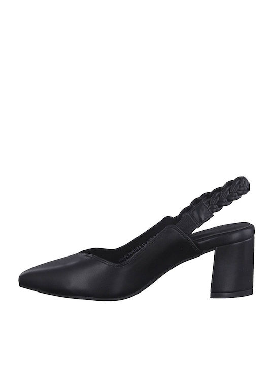 Marco Tozzi Synthetic Leather Black Heels with Strap