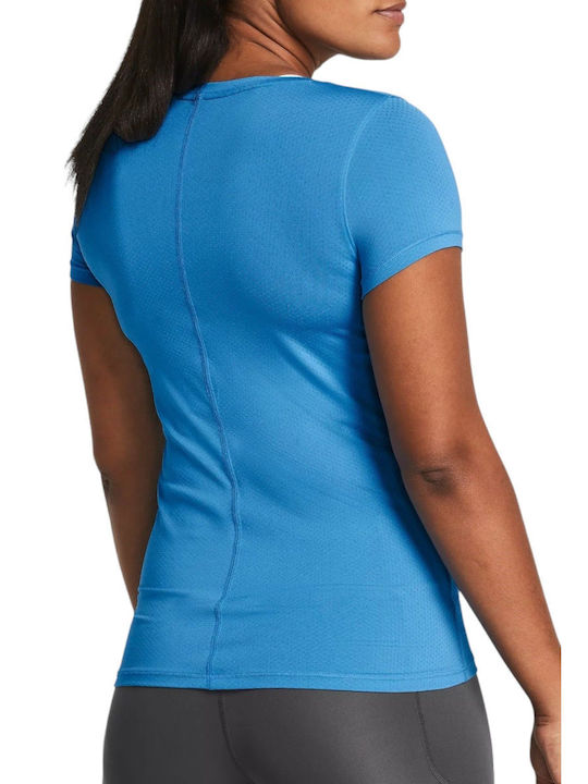 Under Armour Armour Women's Athletic Blouse Short Sleeve Fast Drying with Sheer Blue