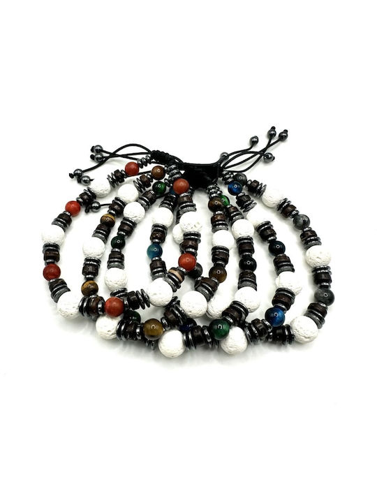 Men's Handmade Bracelet White Lava Coffee