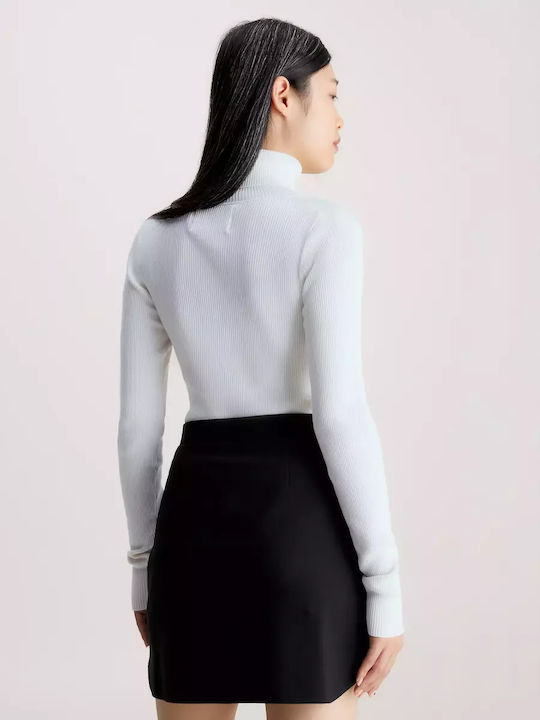 Calvin Klein Women's Long Sleeve Pullover Turtleneck White