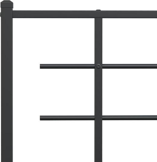 Half Double Metal Bed Black with Slats for Mattress 107x203cm