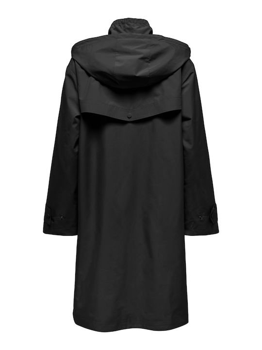 Lang Damen Parka Jacke Schwarz