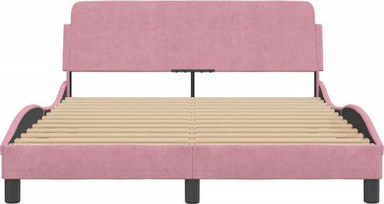 Pat Semi-dublu din Lemn Masiv Rose cu Lamele pentru Saltea 120x200cm
