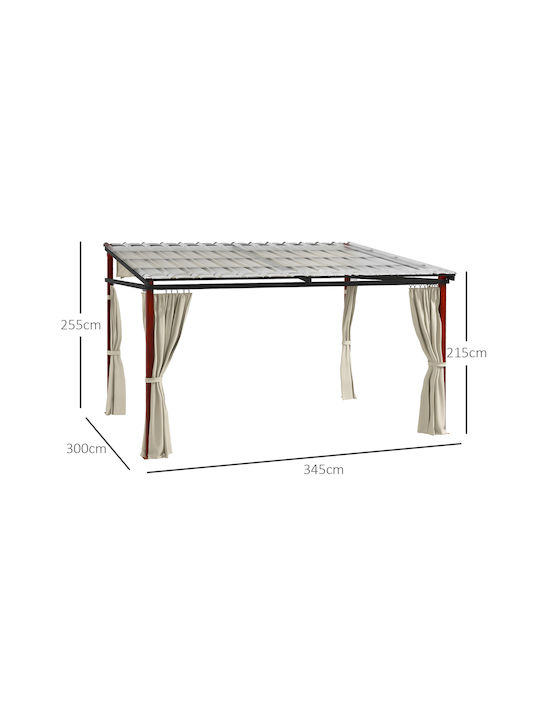 Outsunny Terrace Sideway Tent Beige 3.4x3cm