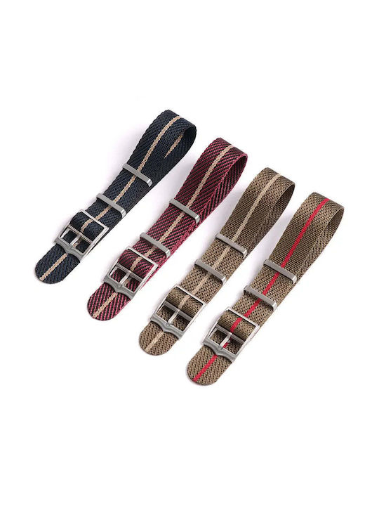 22mm Millimeters Red Gold Woven Nylon Fabric Nato Strap