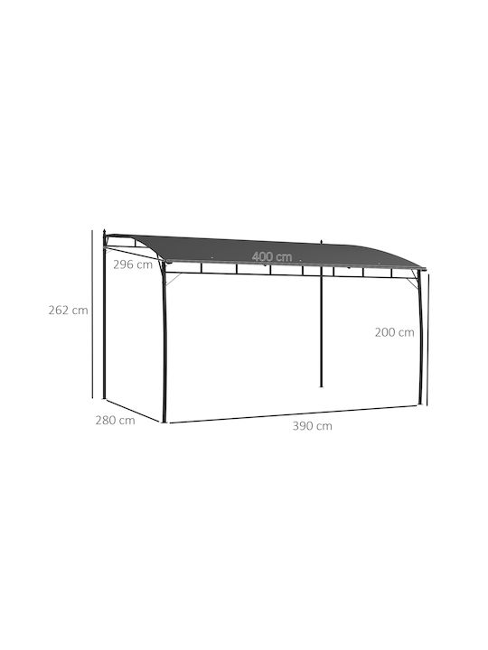 Outsunny Gazebo Garten Gray 4x2.92m