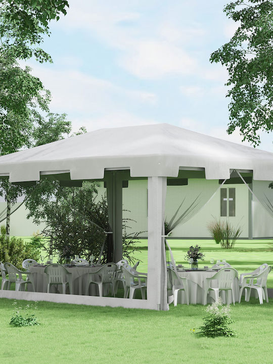 Outsunny Gazebo Garten Weiß 4x3m