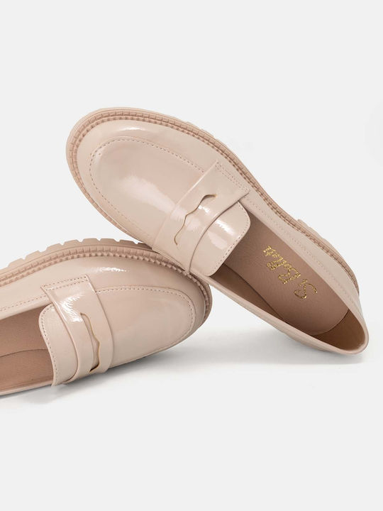 Patent Leather Women's Loafers in Pink Color