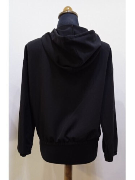 New Collection Women's Short Lifestyle Jacket for Winter with Hood Black