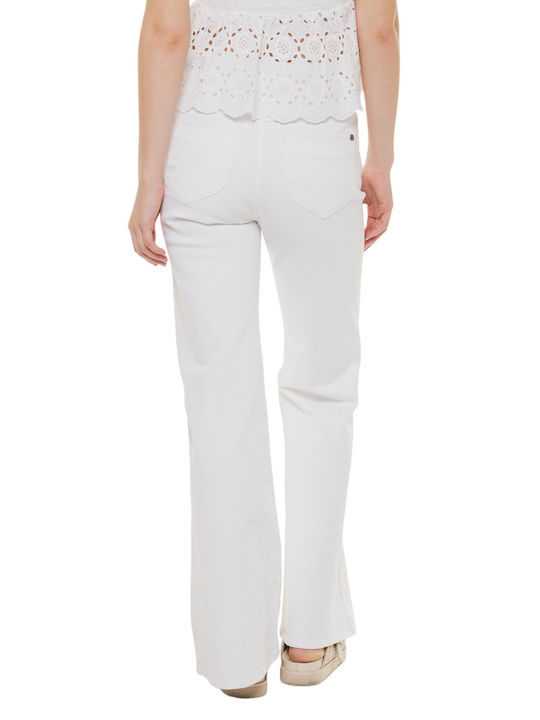 Women's Jean Trousers Flared in Slim Fit White