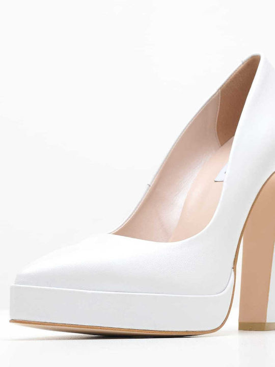 Mortoglou Leather White Heels