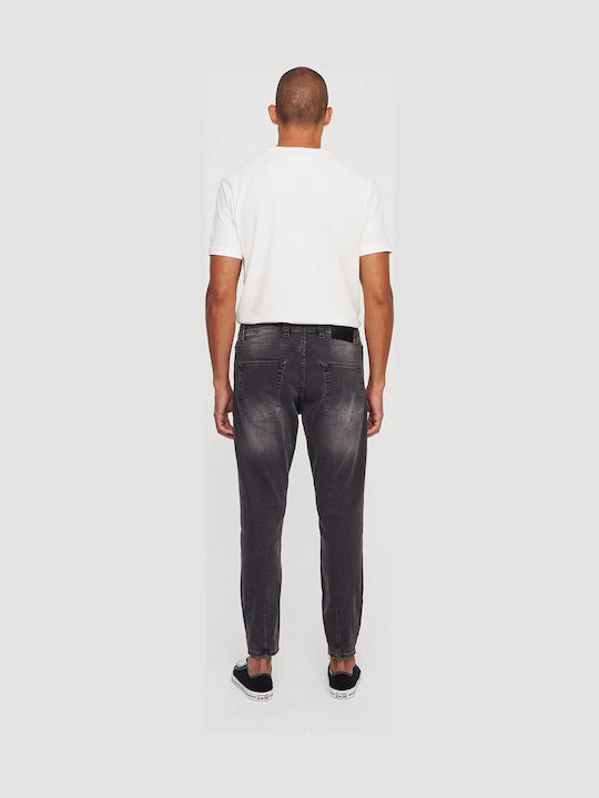 Ανδρικό Παντελόνι Τζιν Cropped Ελαστικό με Relaxed Tapered Εφαρμογή Γκρι