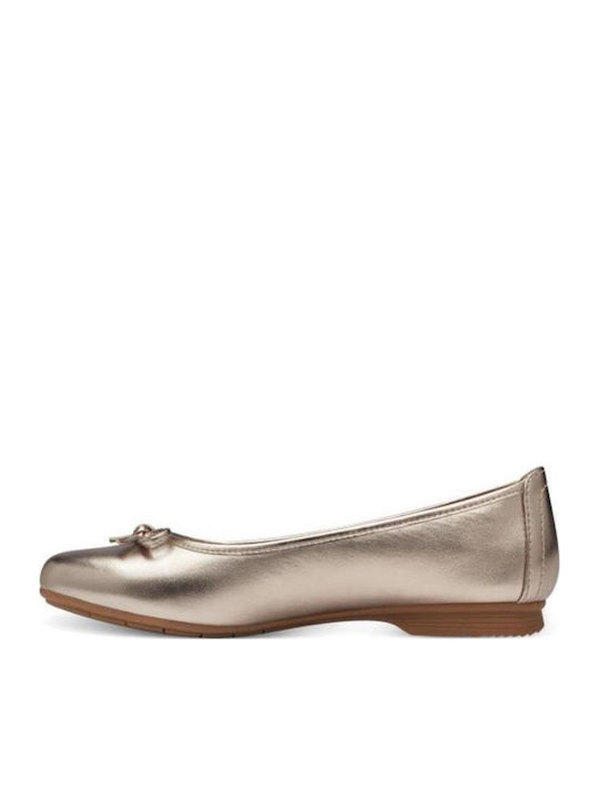 Synthetic Leather Ballerinas Gold