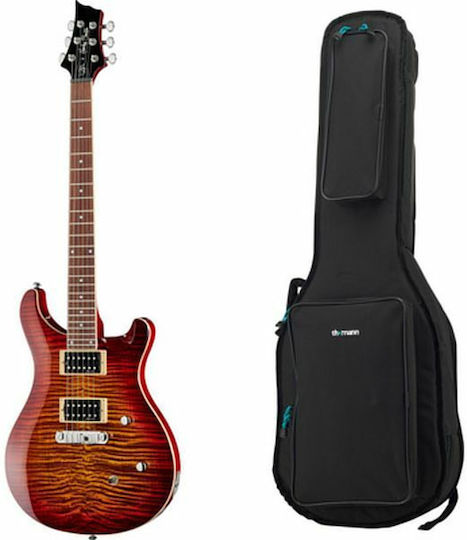 Harley Benton CST-24 Chitară Electrică Stratocaster cu HH Configurație Doze Paradise Amber Flame cu Husă