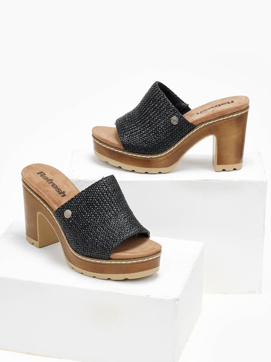 Refresh Chunky Heel Mules Black