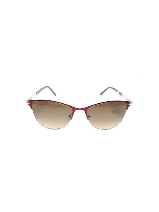 Gianni Venturi Women's Sunglasses with Red Metal Frame and Brown Gradient Lens GV9342-2