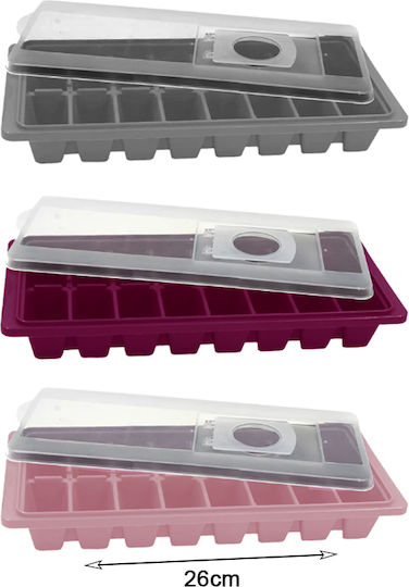 Sidirela Plastic Ice Cube Tray Rectangular 16 Slots with Lid Multicolour E-0146