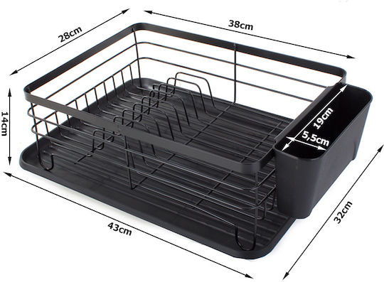 Metallic Black Sink Strainer 43x32x14cm