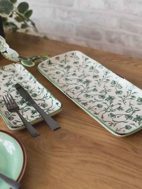 MSA Platou Decorativ Rectangular Ceramic Verde 36x15x3cm D1256