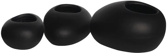 Flower Pot-rock Set of 3 Pieces, Cement Shade Black 40x30x19/50x32x19/56x43x29 Cm [black] [artificial Cement (recyclable)] E6320,s2