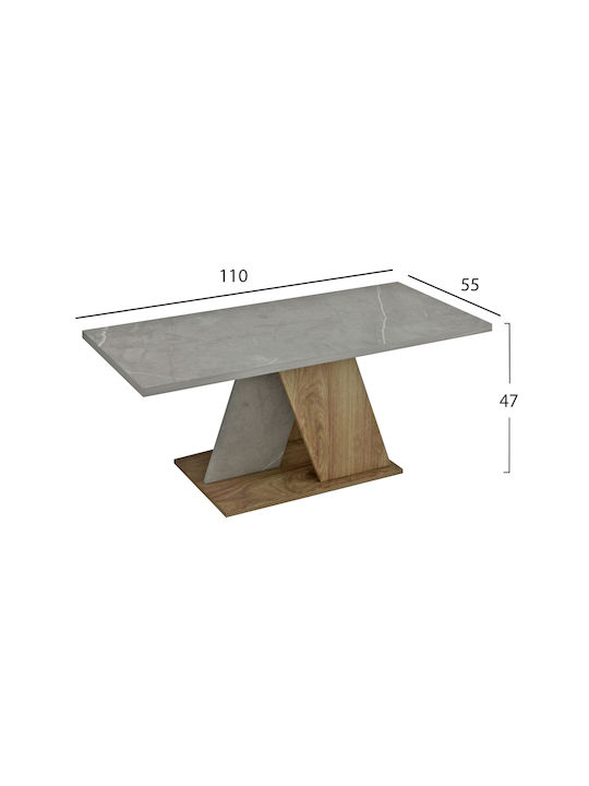 Rectangular Coffee Table Dile Gray L110xW55xH47cm