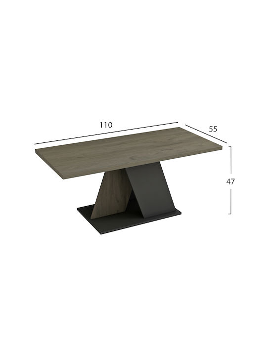 Rectangular Coffee Table Dile Wooden Grey L110xW55xH47cm.