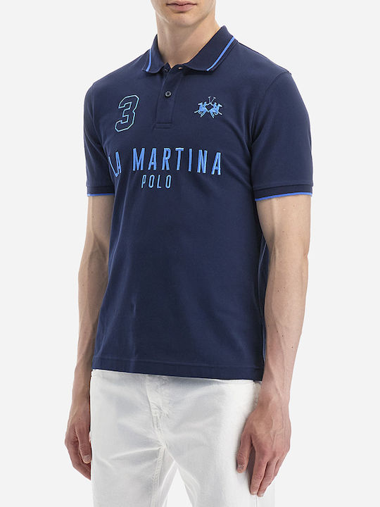 La Martina Herren Kurzarmshirt Polo Marineblau