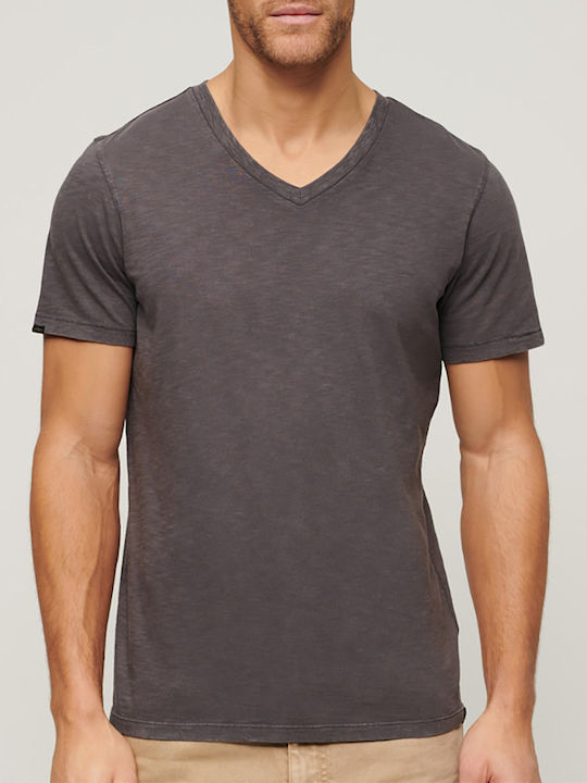 Superdry Men's Short Sleeve T-shirt with V-Neck Gray