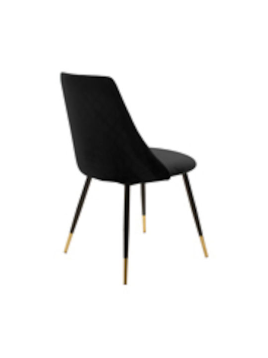 Giselle Dining Room Velvet Chair Black Velvet-Black Metal 52x52x82cm