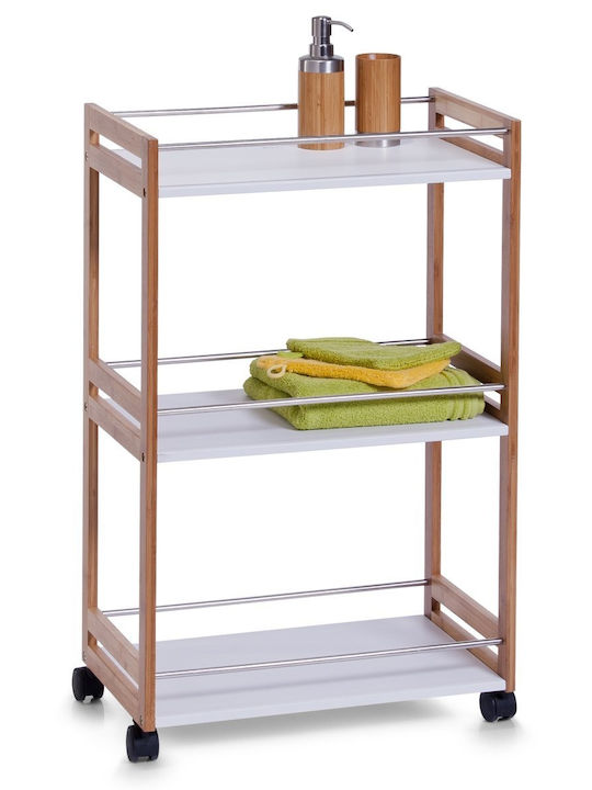 Zeller Επιδαπέδια Ραφιέρα Μπάνιου Ξύλινη 51x30x81cm Λευκή