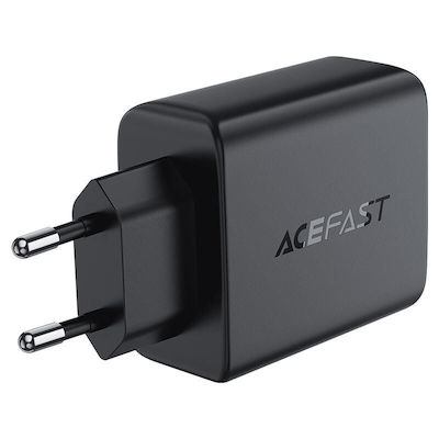 Acefast Încărcător Fără Cablu GaN cu 2 Porturi USB-A și 2 Porturi USB-C 45W Livrarea energiei / Quick Charge 2.0 / Quick Charge 3.0 / Quick Charge 4+ Negruς (A61)