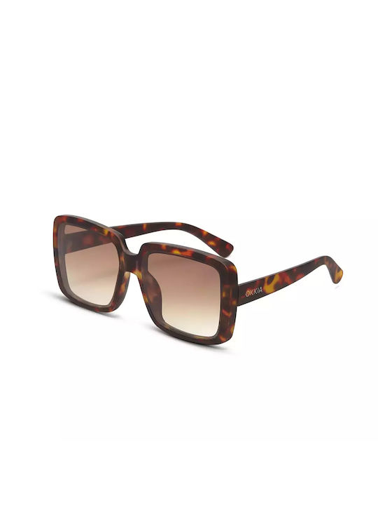 Okkia Women's Sunglasses with Brown Tartaruga Frame and Brown Lens OK027CH