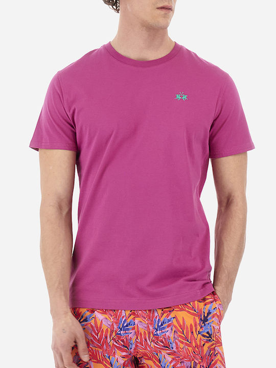 La Martina Men's Short Sleeve T-shirt Fuchsia