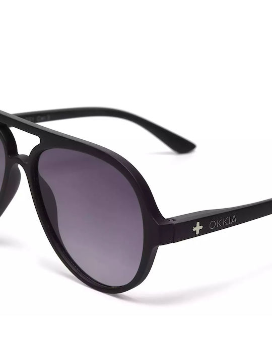 Okkia Alessio Unisex Sunglasses with Black Horn-Rimmed Frame and Black Lens OK021BK