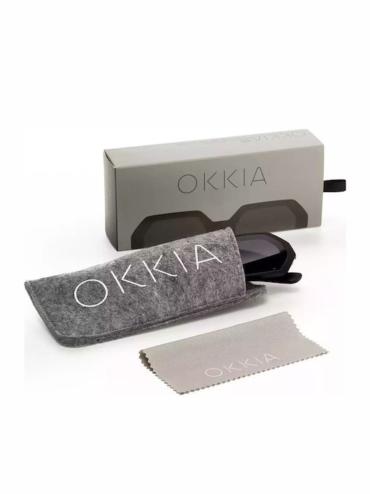 Okkia Andrea Дамски Слънчеви Очила с Черна Пластмасова Рамка и Черни Стъкла OK022BK