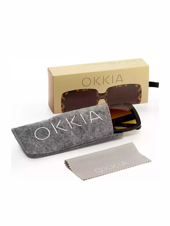 Okkia Alessia Woman Sunglasses With Brown Tartaruga Horn-Rimmed Frame And Brown Lens OK027CH