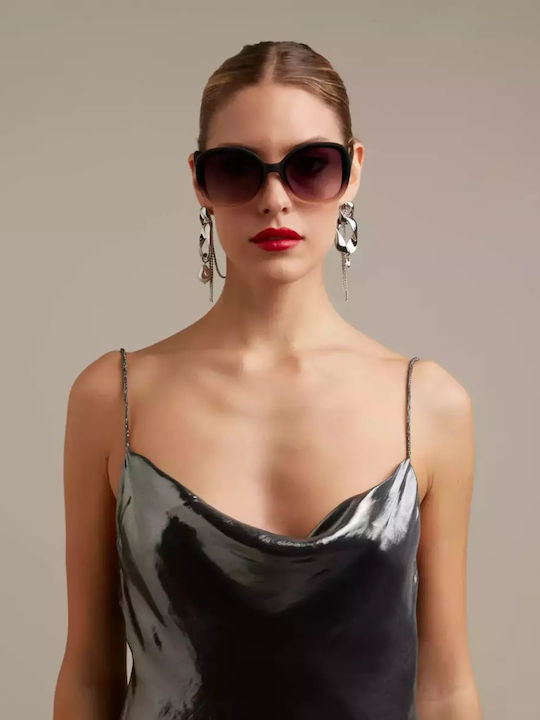 Okkia Anna Women's Sunglasses with Black Plastic Frame and Black Lens OK019BP
